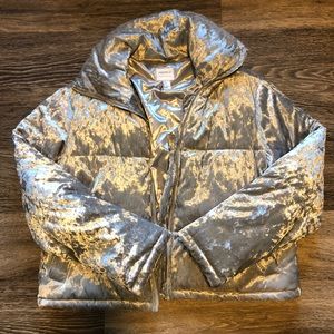Crushed Velvet Puffer Jacket